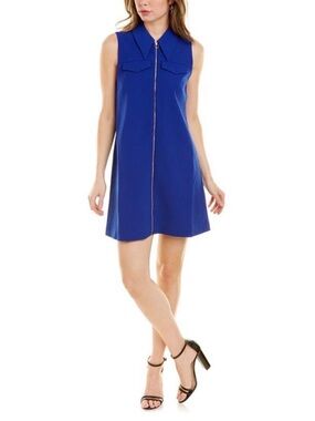 Ted Baker Elrosad 60s Shift Mini Dress Full-Zip Collar Sleeveless 5 / XL / 14